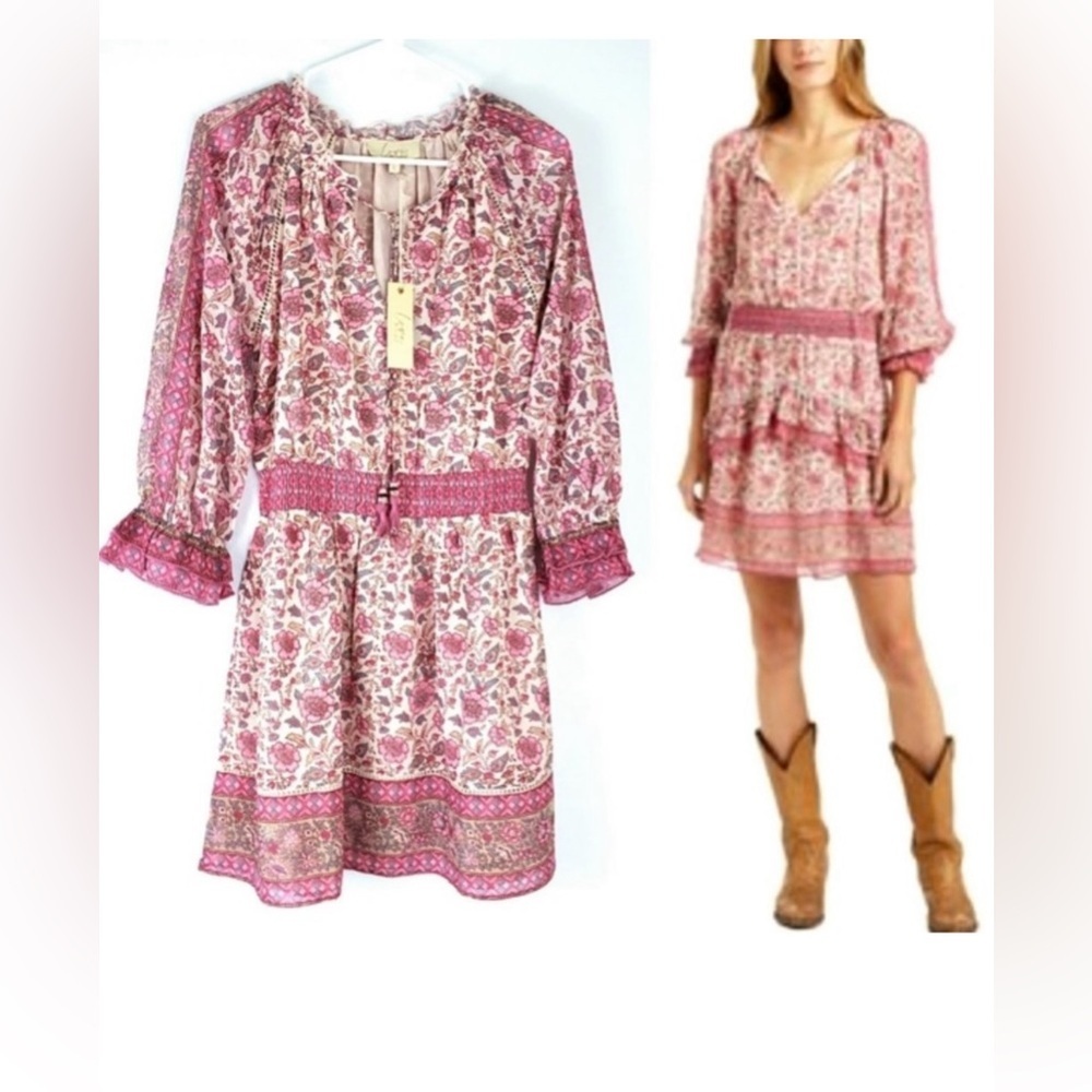 NWT Love the Label Love Sam pink floral mini dress Size: Large